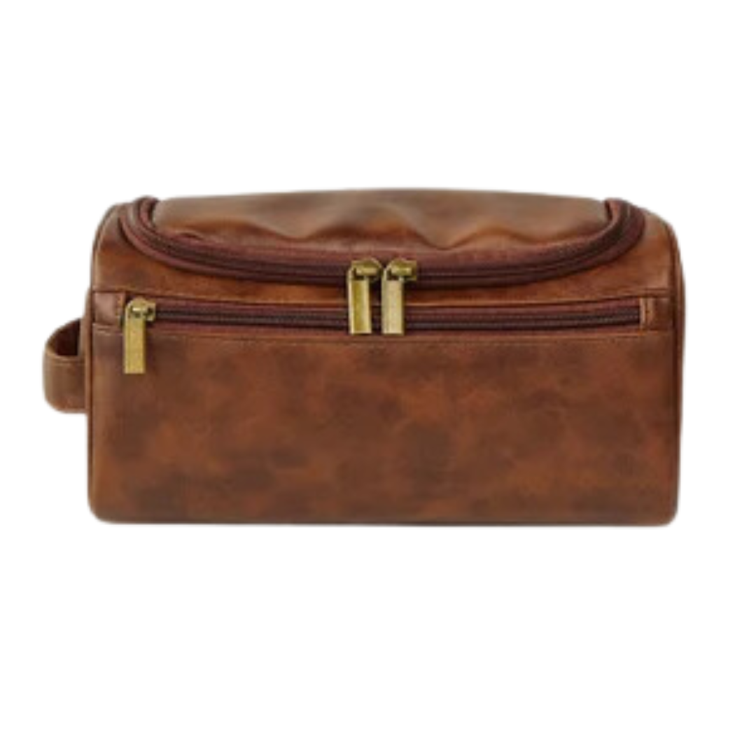 Personalized Men's Leather Toiletry Bag