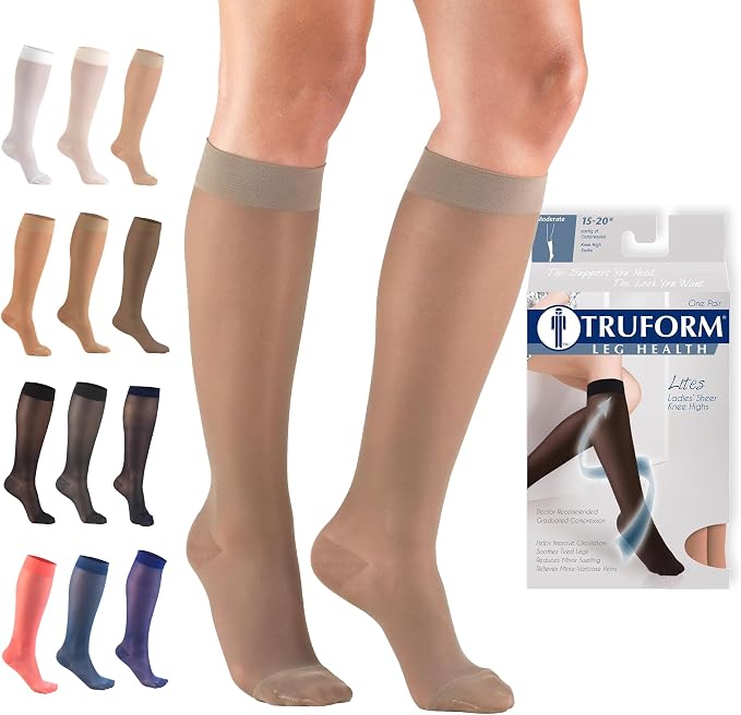 Sheer Compression Stockings 15-20 mmHg Knee High for Women