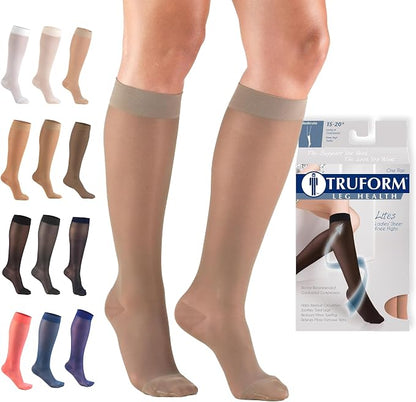Sheer Compression Stockings 15-20 mmHg Knee High for Women