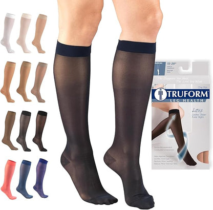 Sheer Compression Stockings 15-20 mmHg Knee High for Women