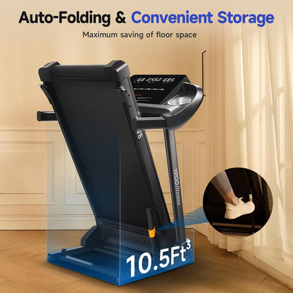 Auto-Folding Walking Pad Treadmill with Incline & Bluetooth