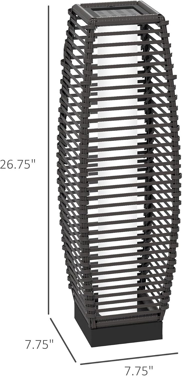 Solar Rattan Floor Lamp - Outdoor Garden Lantern Lighting