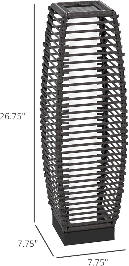 Solar Rattan Floor Lamp - Outdoor Garden Lantern Lighting
