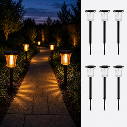 Glass Solar Pathway Lights with 4 Ambient Modes & Flame Effect