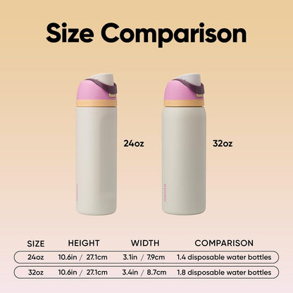 Insulated Stainless Steel Water Bottle with Straw - 24 Oz