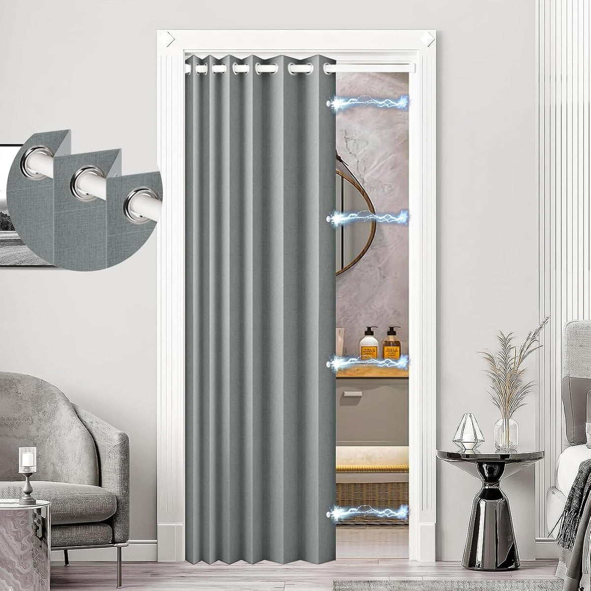 100% Blackout Magnetic Door Curtain for Privacy & Light Control