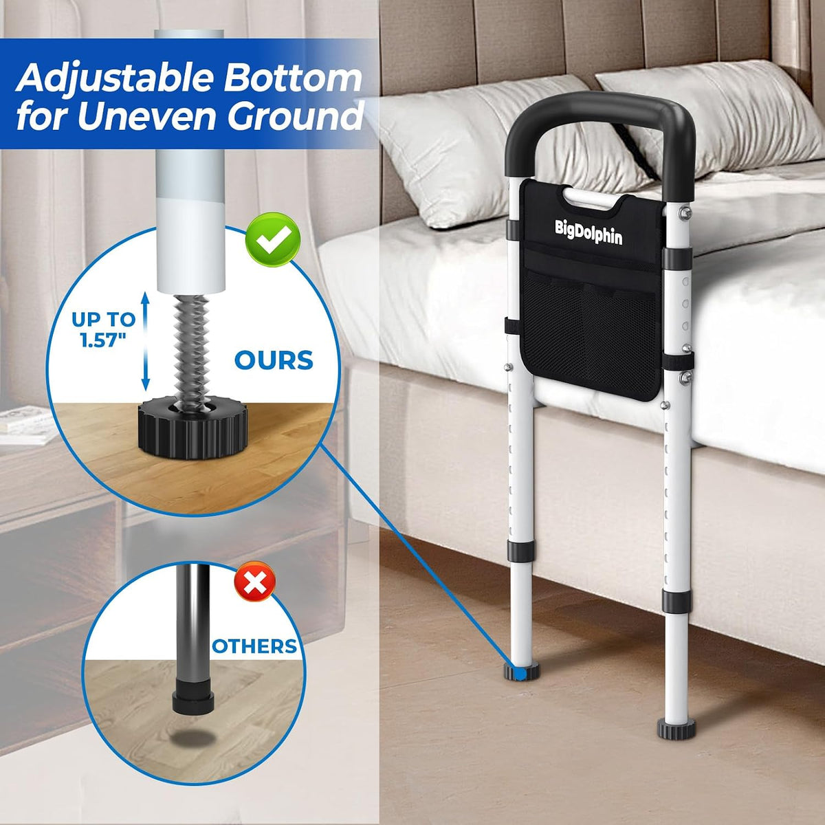 Bed Rails with 350 LB Capacity – Curved & Straight Handles