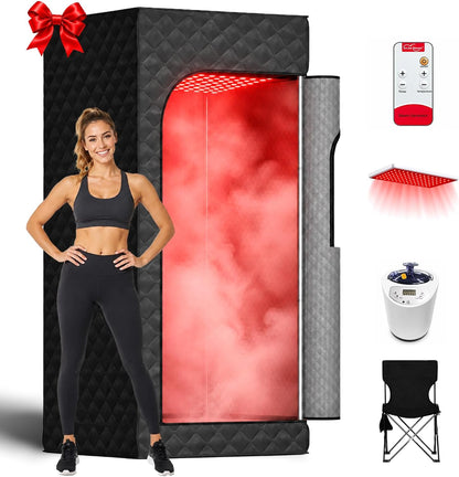 Portable Infrared Sauna with Red Light Therapy & Steam
