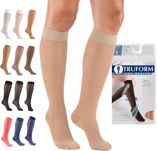 Sheer Compression Stockings 15-20 mmHg Knee High for Women