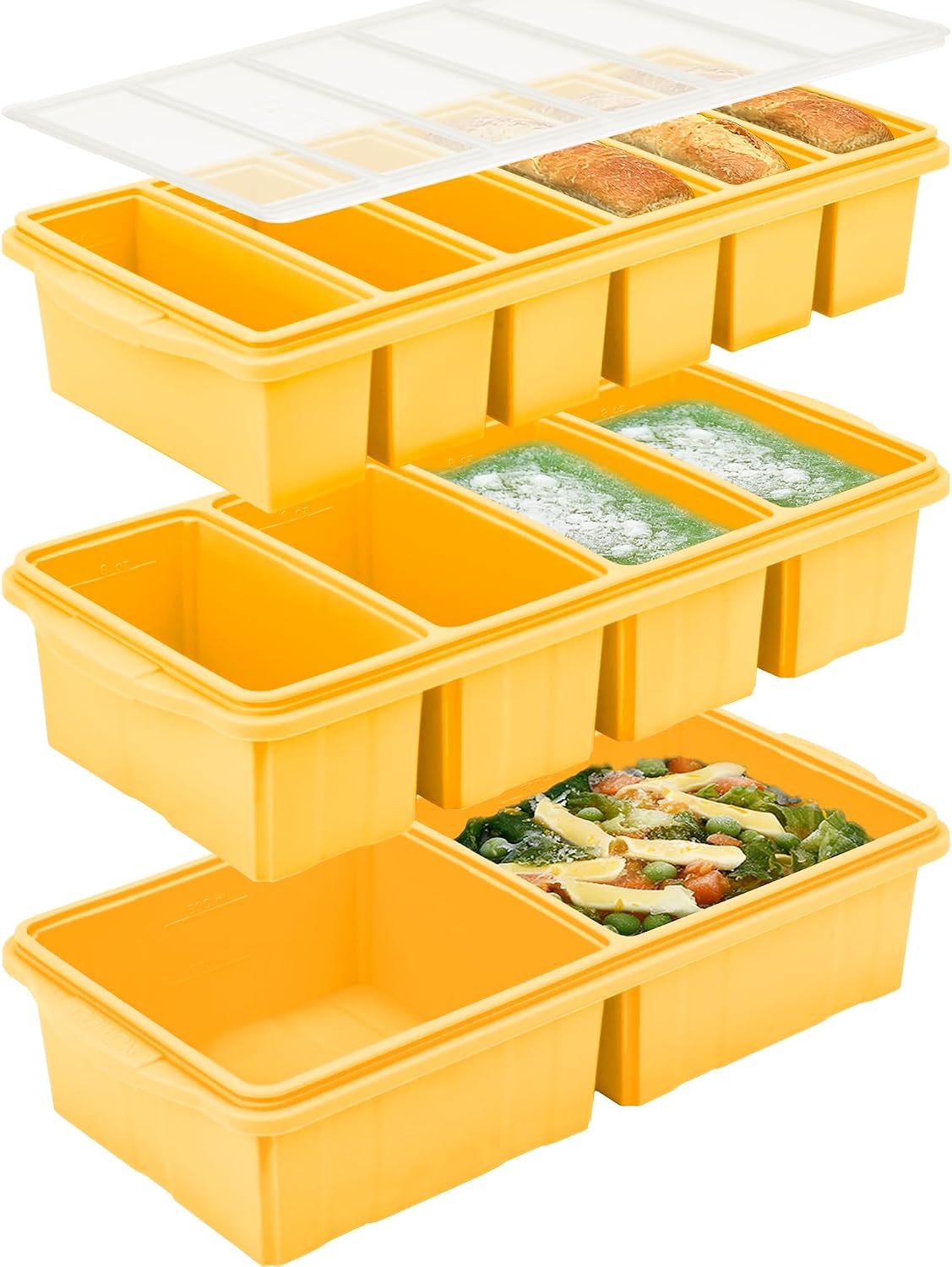 Silicone Freezer Tray with Lid - Multi-Portion Meal Prep