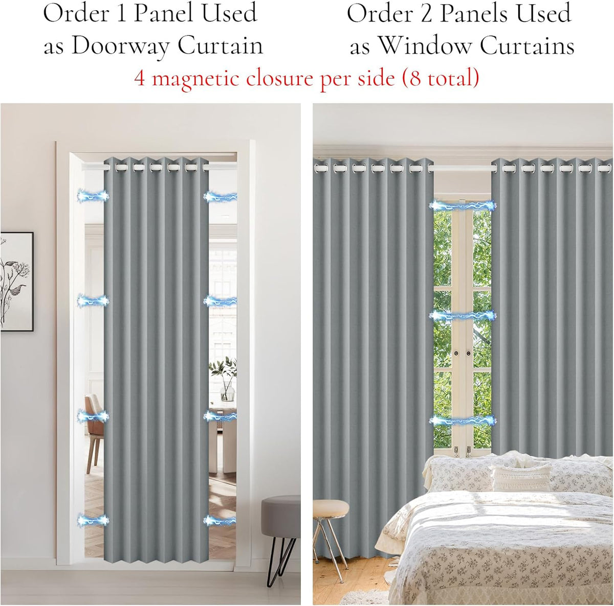 100% Blackout Magnetic Door Curtain for Privacy & Light Control