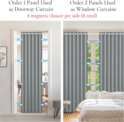 100% Blackout Magnetic Door Curtain for Privacy & Light Control