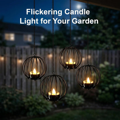 Solar Hanging Lanterns - Waterproof Outdoor Metal Candle Lights