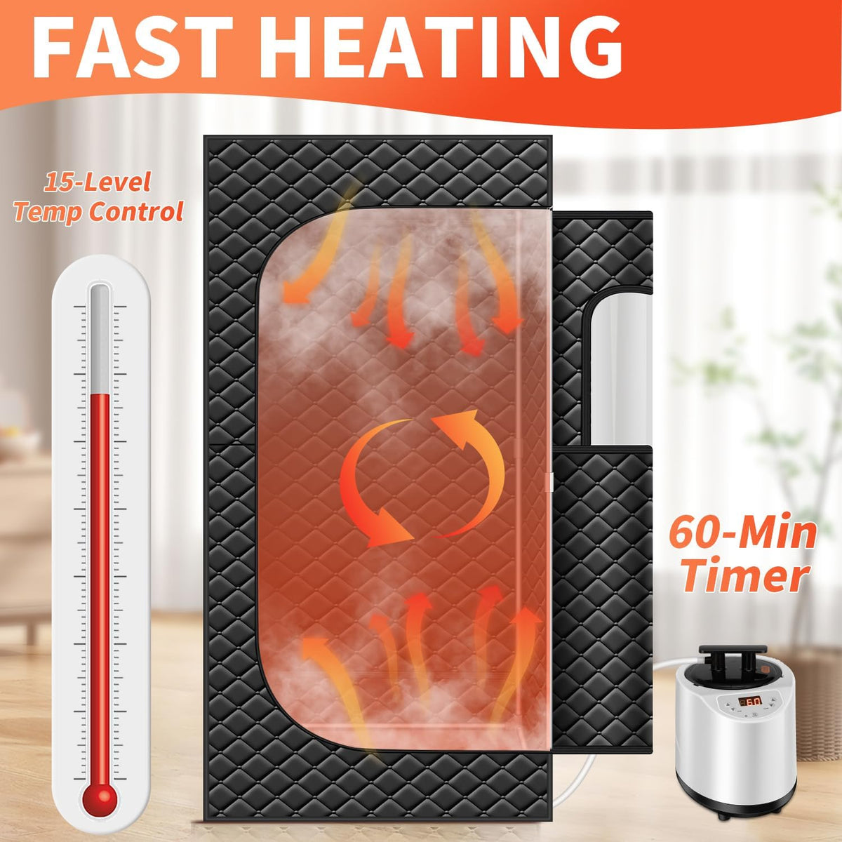 Portable Home Sauna with Red Light Therapy & Steam System