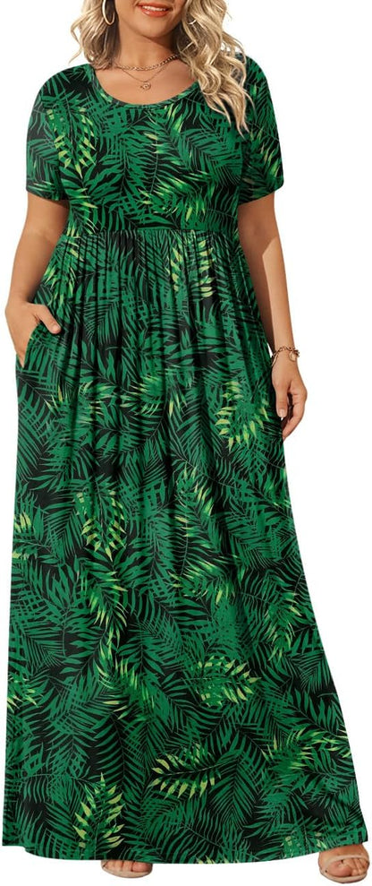 Plus Size Maxi Dress with Pockets - Breathable Summer Comfort