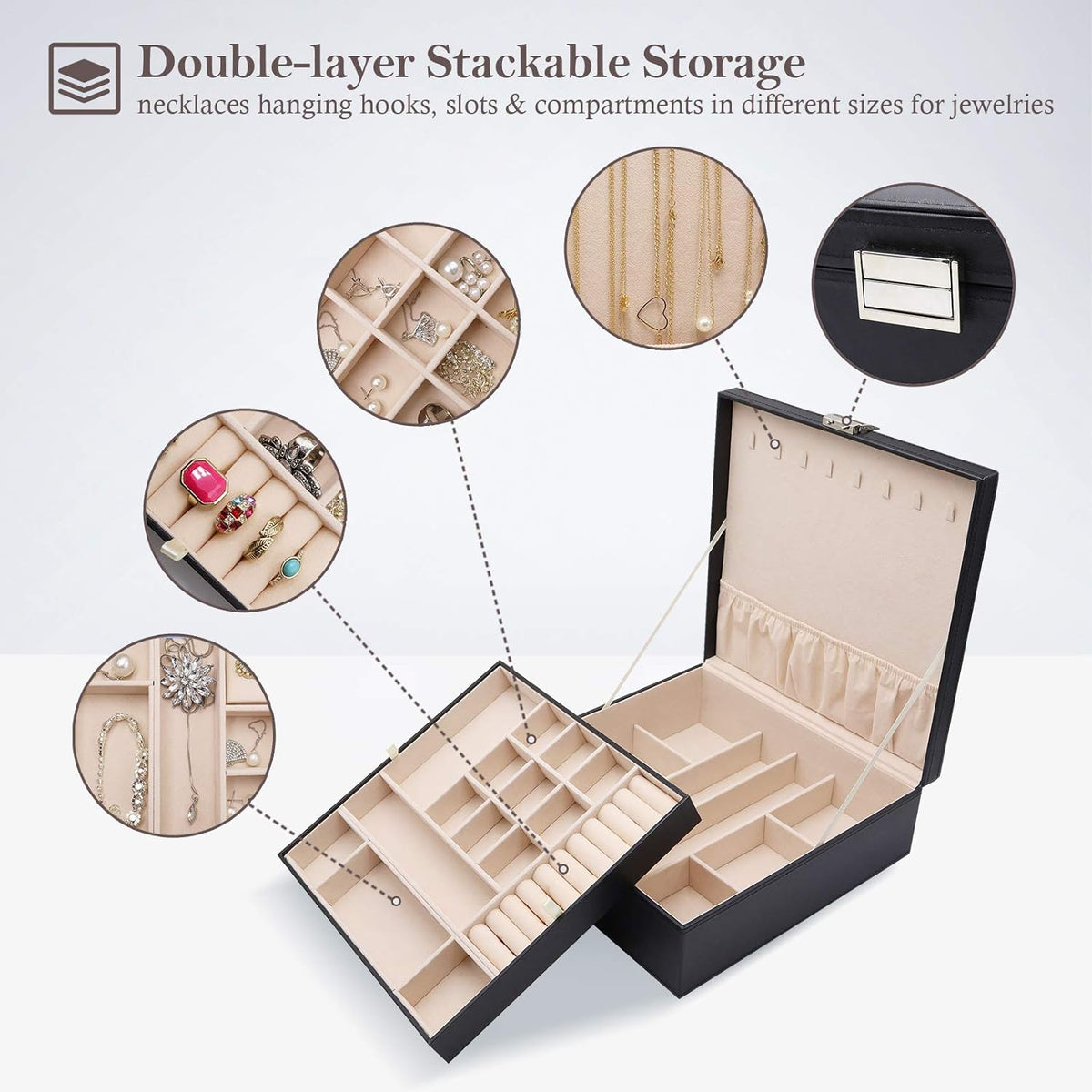 Premium Two-Layer Jewelry Organizer with Travel Lock