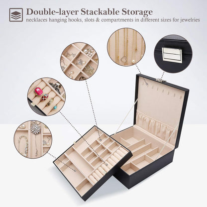 Premium Two-Layer Jewelry Organizer with Travel Lock