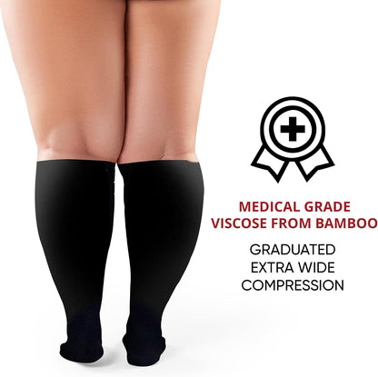 Plus Size Bamboo Calf Compression Sleeves | XL-4XL