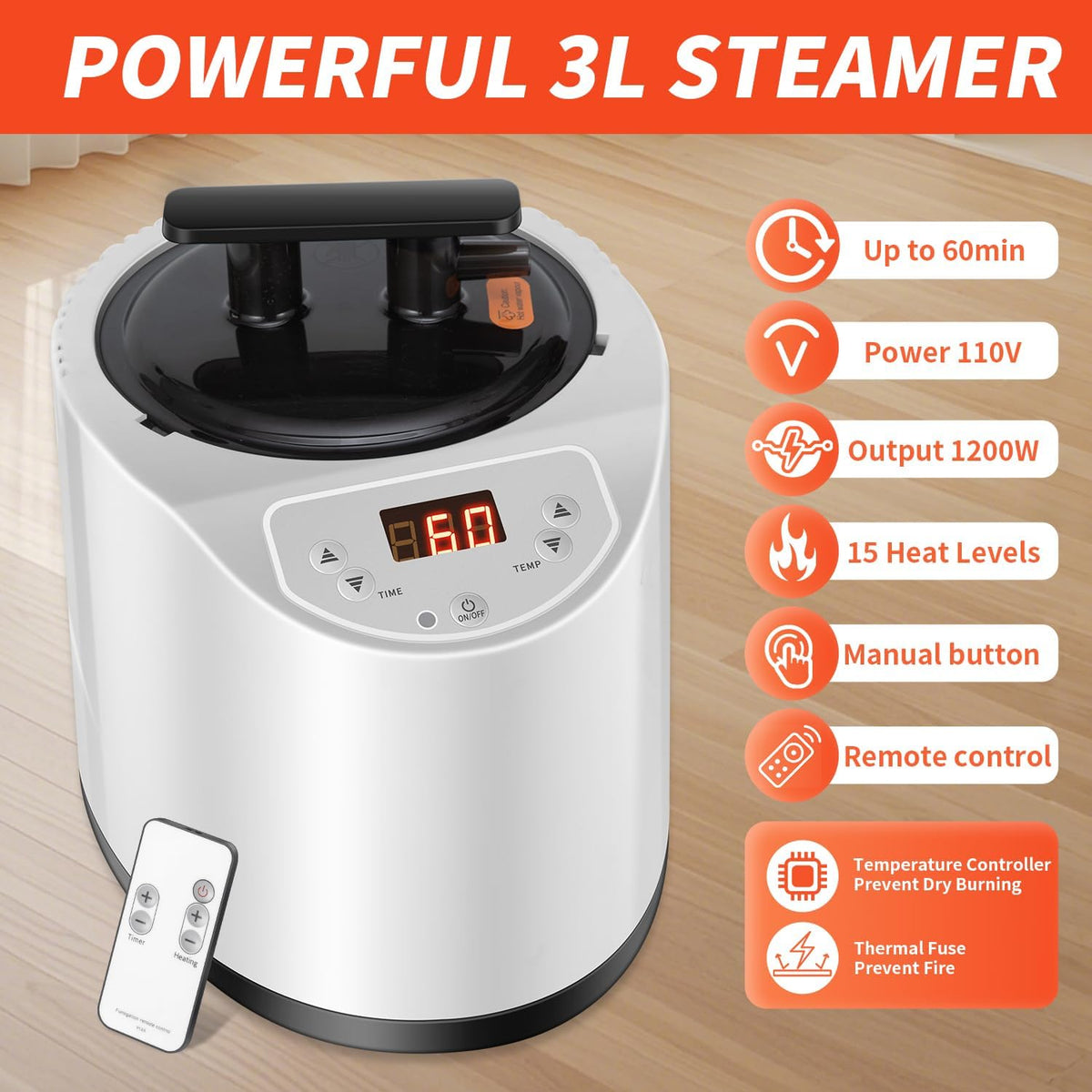 Portable Home Sauna with Red Light Therapy & Steam System