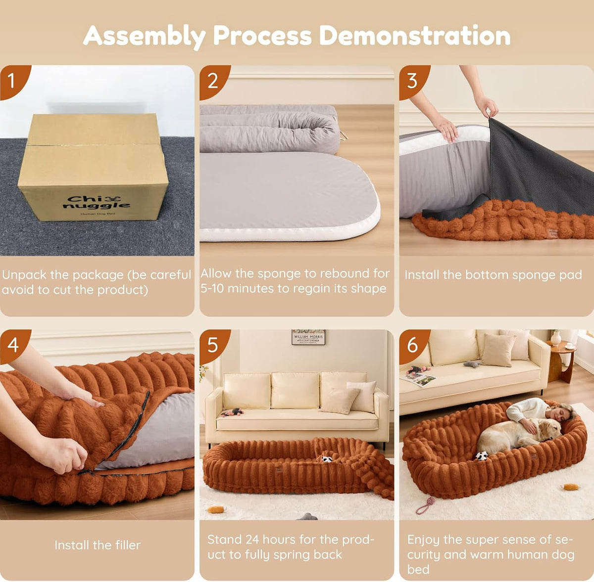 Human Dog Bed - Orthopedic Foam Nap Bed with Washable Cover