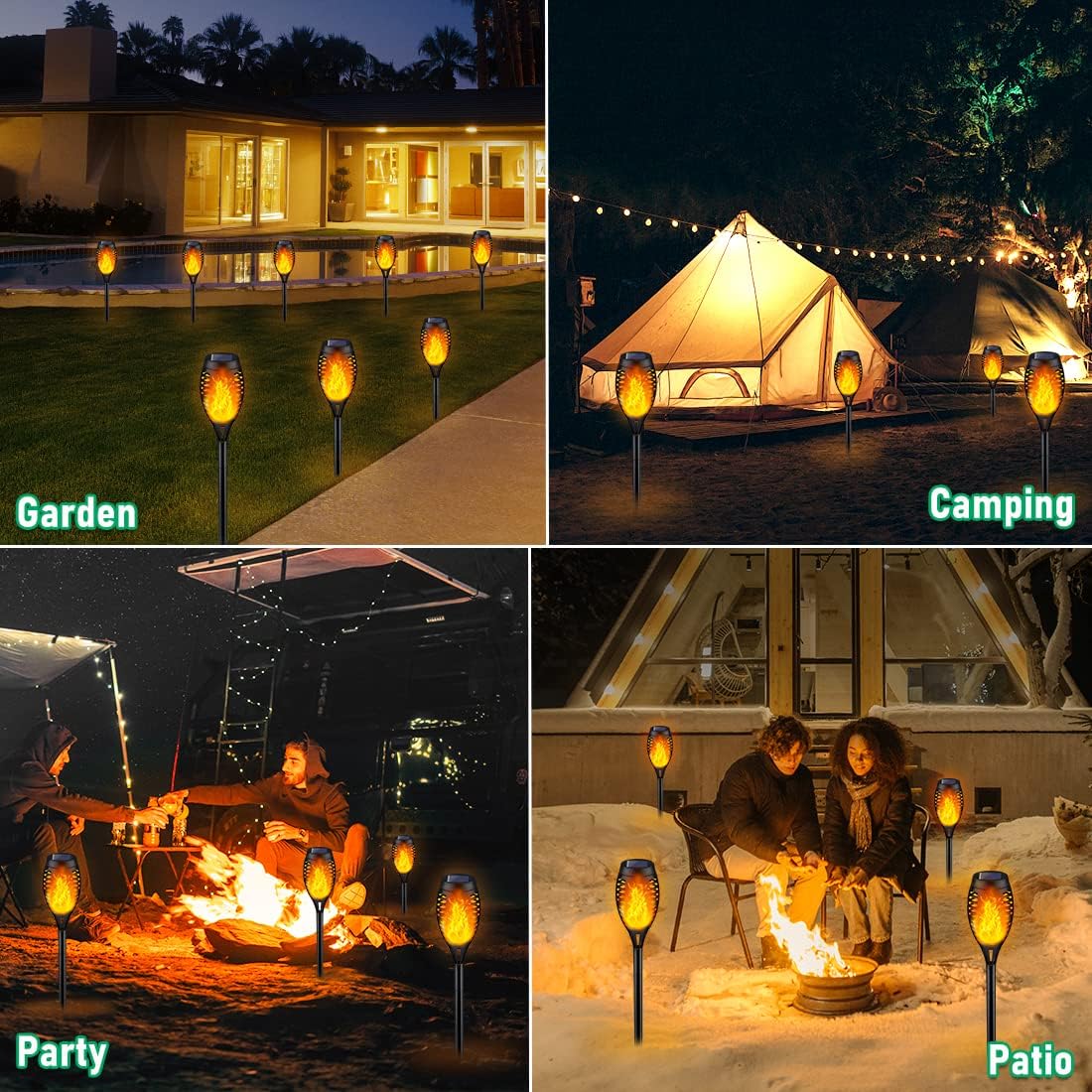 Solar Flickering Flame Torch Lights - 6 & 12 Pack Options