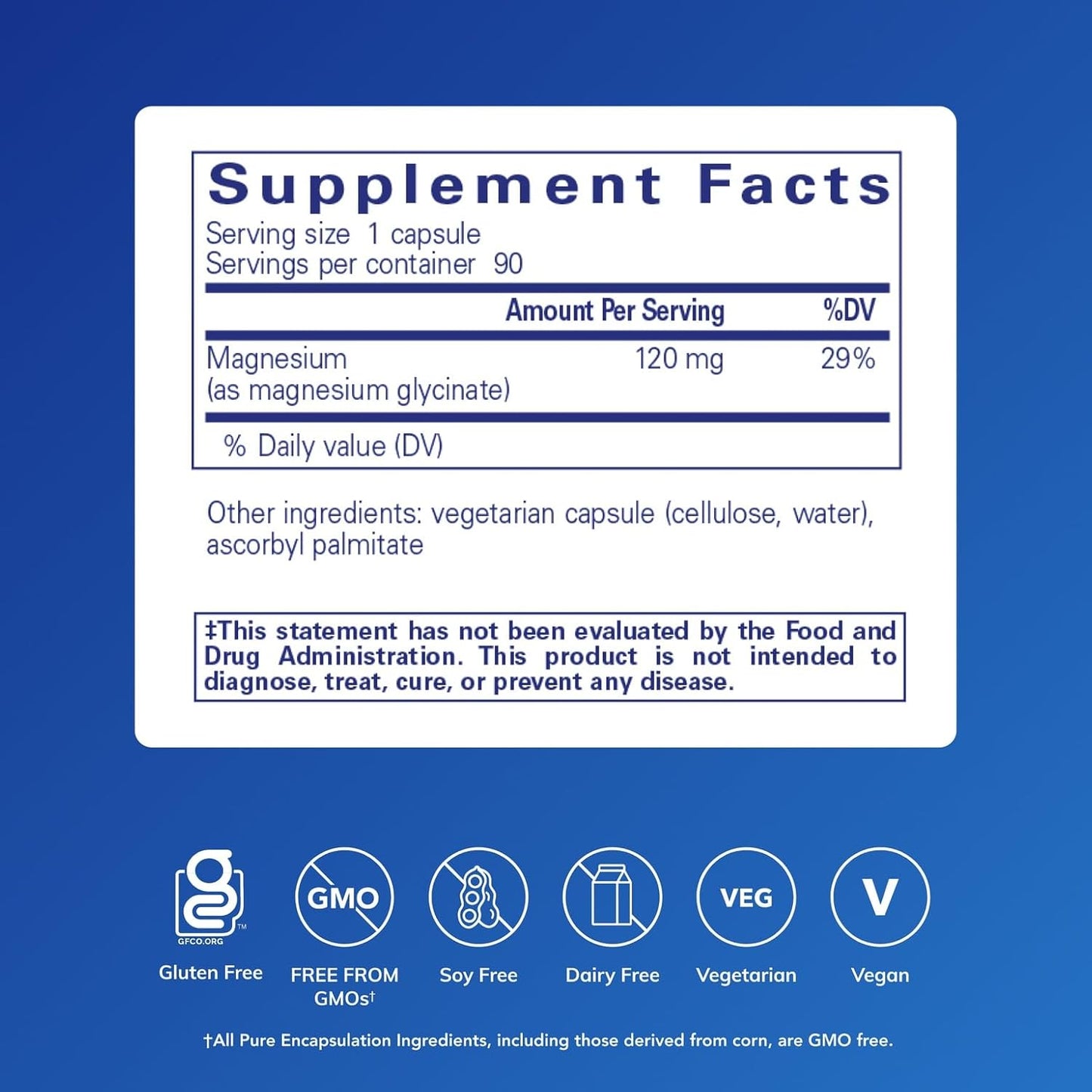 Magnesium Glycinate Supplement - 90, 180, or 360 Capsules