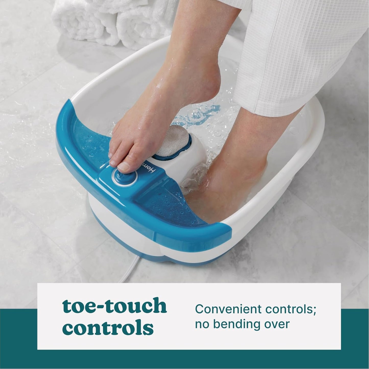 Toe-Touch Controlled Foot Spa with Massage Nodes & Bubbles