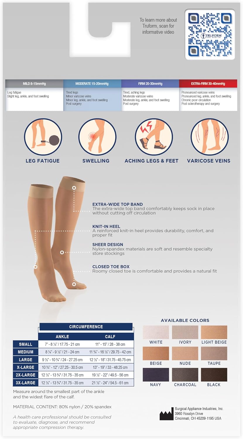 Sheer Compression Stockings 15-20 mmHg Knee High for Women