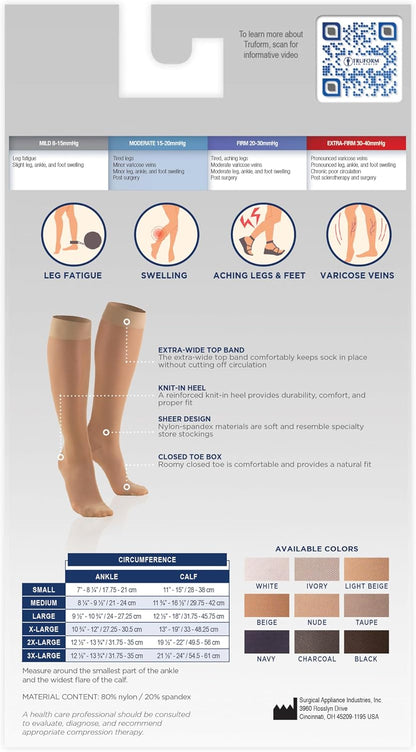 Sheer Compression Stockings 15-20 mmHg Knee High for Women