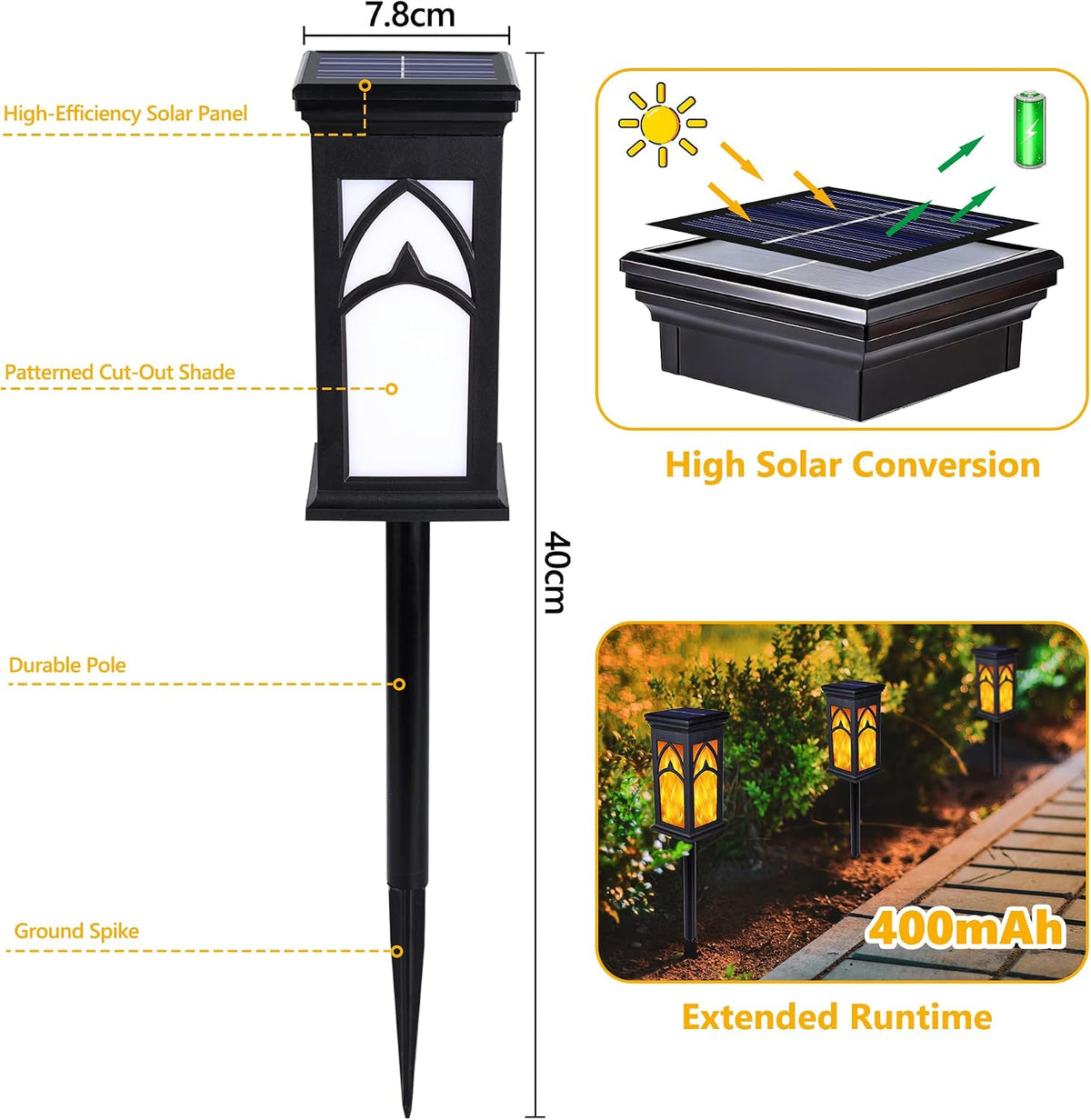 Solar Flame Torch Lights - Flickering LED Outdoor Lighting