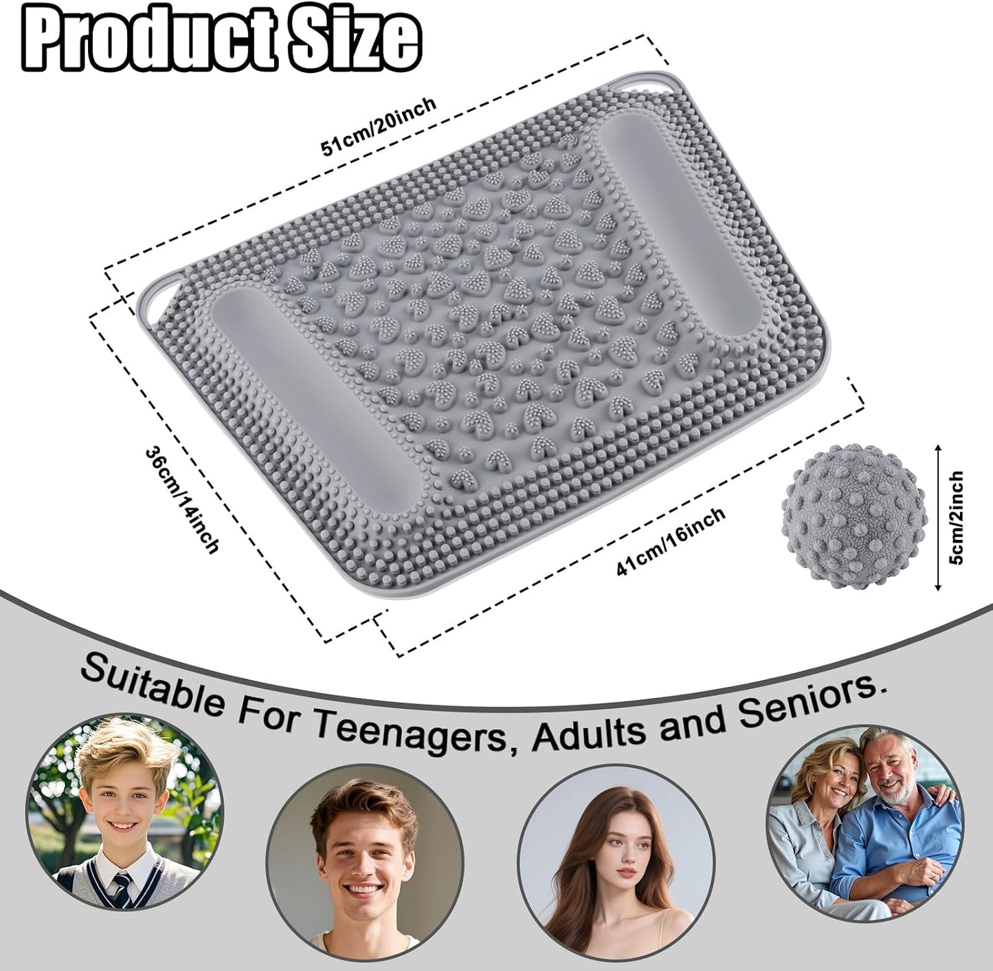 Silicone Foot Massage Mat with Acupressure Nodes & Massage Balls