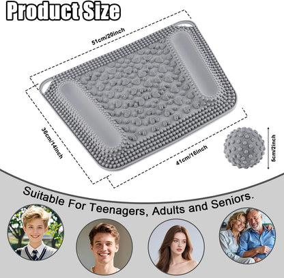 Silicone Foot Massage Mat with Acupressure Nodes & Massage Balls