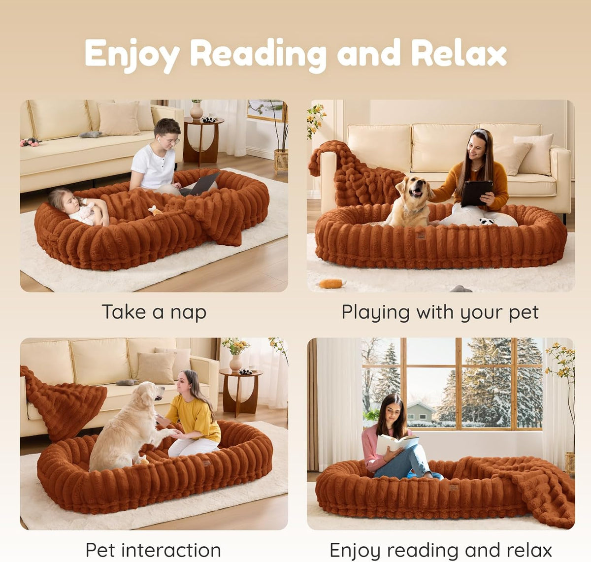 Human Dog Bed - Orthopedic Foam Nap Bed with Washable Cover