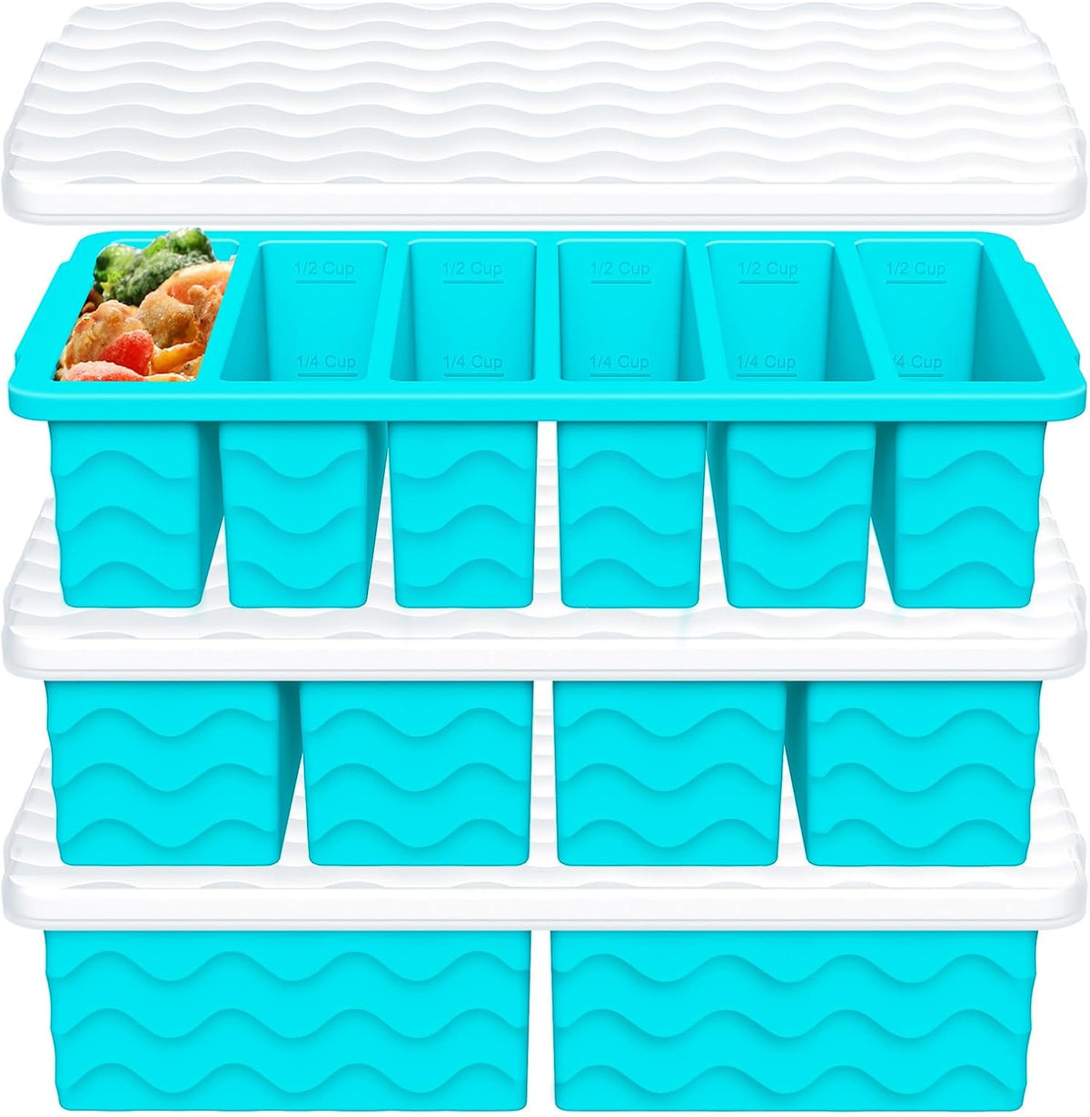 Silicone Freezer Trays with Lid - 3-Pack Soup Storage Molds