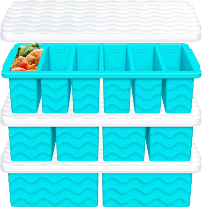 Silicone Freezer Trays with Lid - 3-Pack Soup Storage Molds