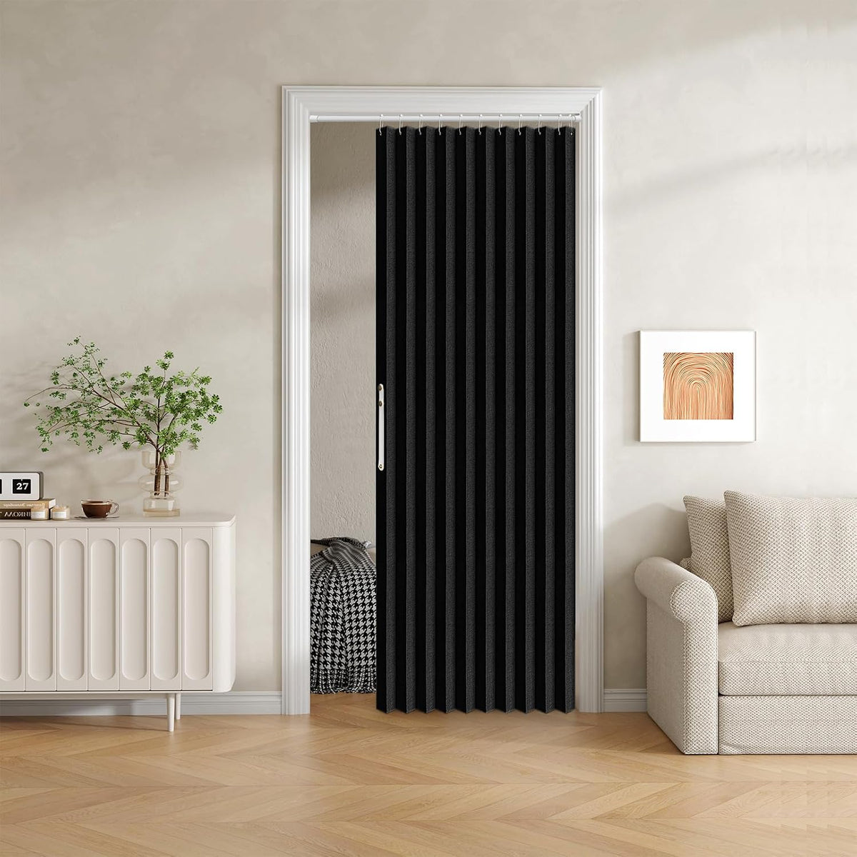 100% Blackout Folding Door Curtain with Magnetic Closure