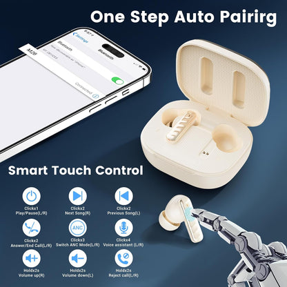 Wireless Earbuds with Smart Touch Screen & 60H Playtime