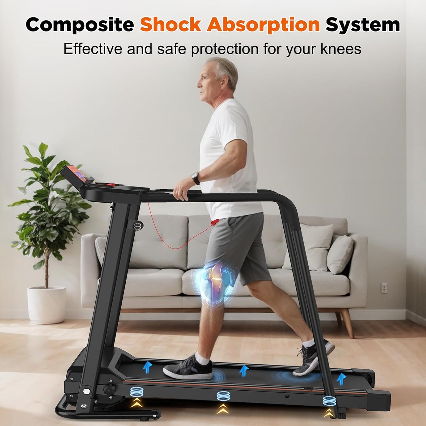 Walking Treadmill with Extended Handrails & APP Control