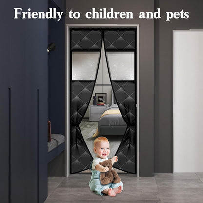 Magnetic Thermal Insulated Door Curtain with Detachable Windows