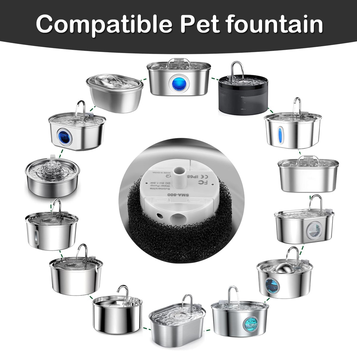 Replacement Pump for Cat Water Fountains – SMA-800 Motor