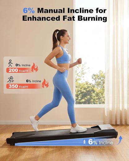 Under Desk Walking Pad Treadmill with 6% Incline | 300 lbs