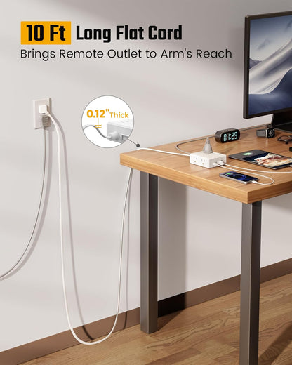 Flat Plug Surge Protector Power Strip | 8 AC + 4 USB Ports