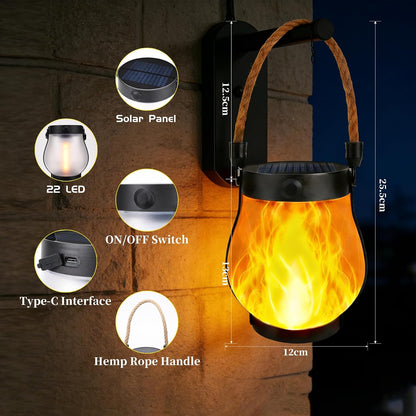 Solar Flame Lanterns Outdoor Waterproof - 2 or 4 Pack
