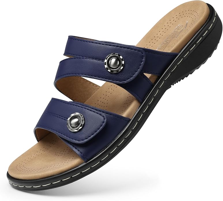 Women's Arch Support Sandals - Adjustable Wide Fit Flats