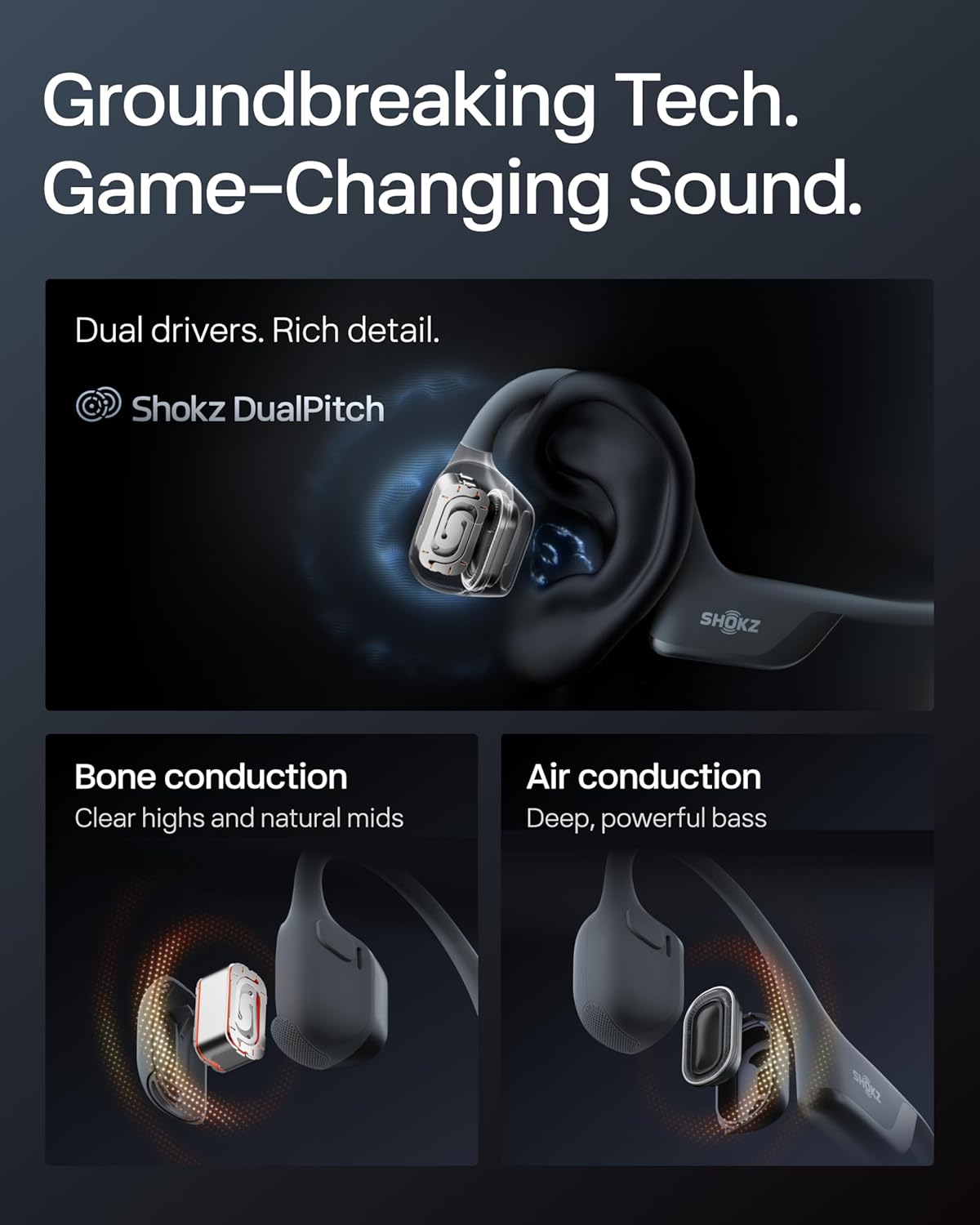 Bone Conduction Open-Ear Wireless Headphones for Running & Sports
