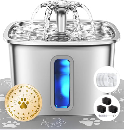 Stainless Steel Cat Water Fountain 108oz - Award Winner