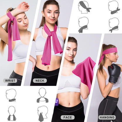 Cooling Towel 4-Pack 40x12 Inch | Microfiber Ice Towel Set