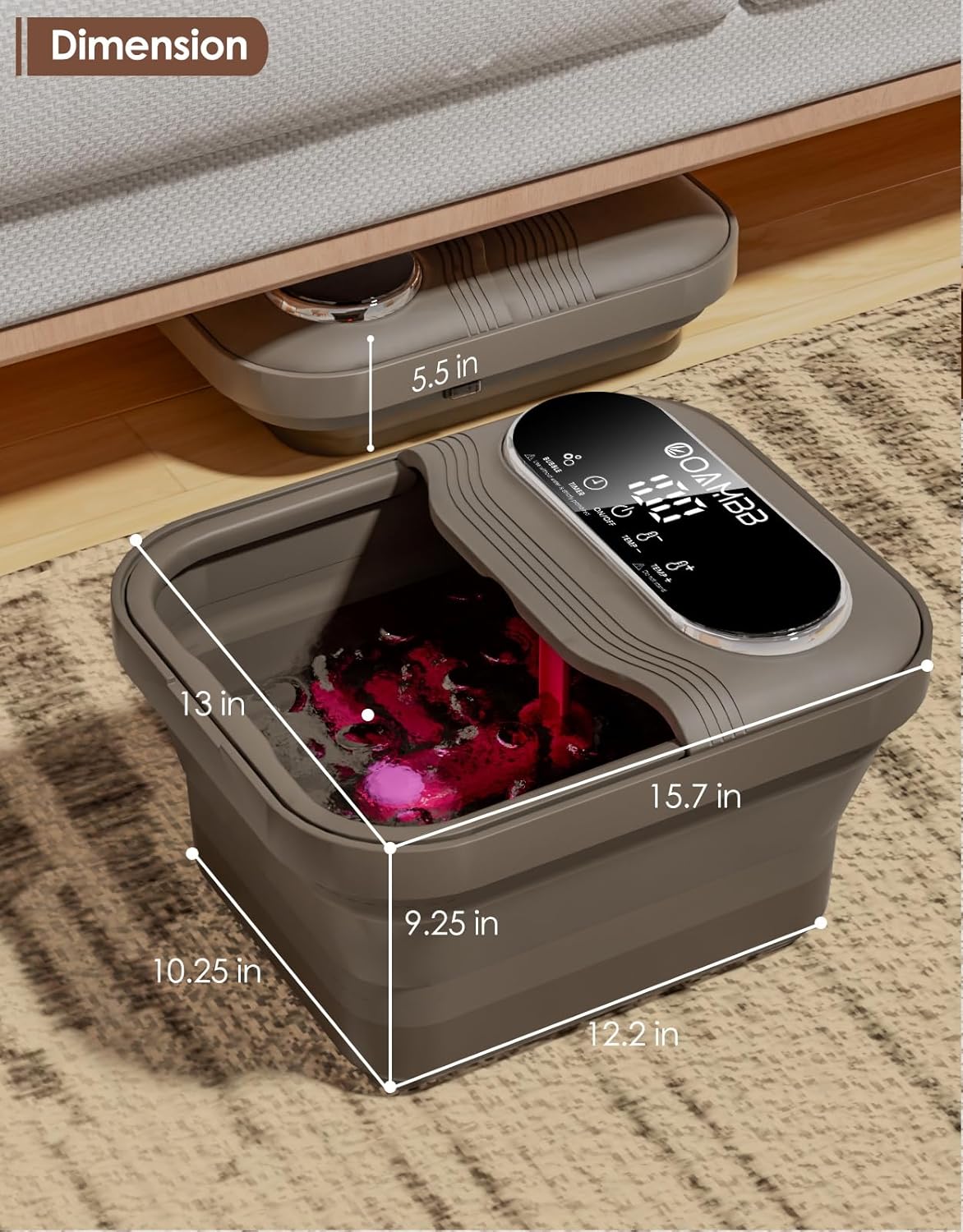 Collapsible Foot Spa with Heat, Bubbles & Massage Rollers