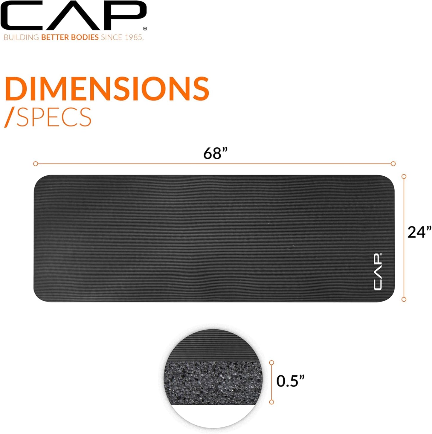 Premium 1/2-Inch High Density Exercise Yoga Mat with Strap