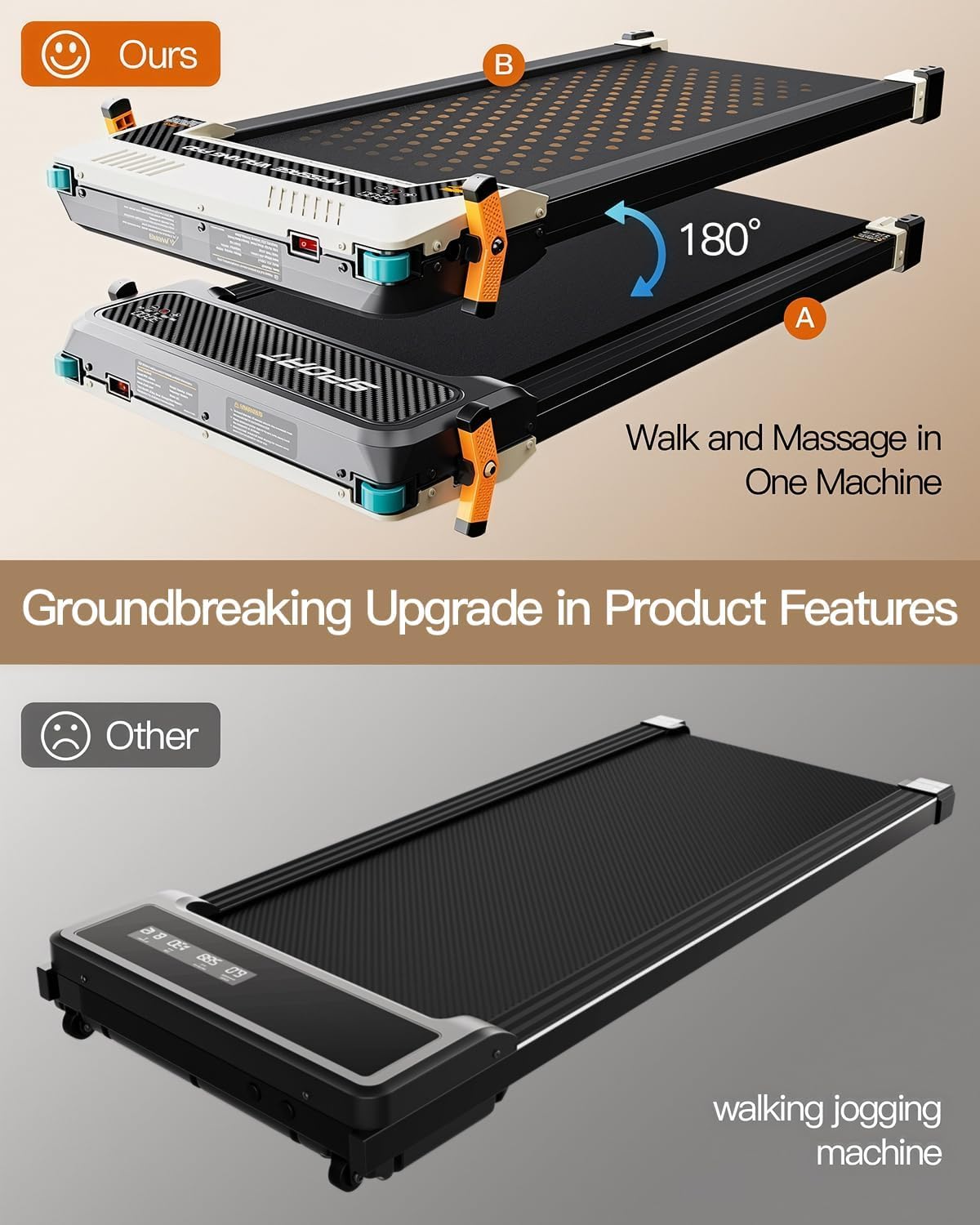 Dual-Sided Walking Pad with Incline - 2in1 Home Treadmill